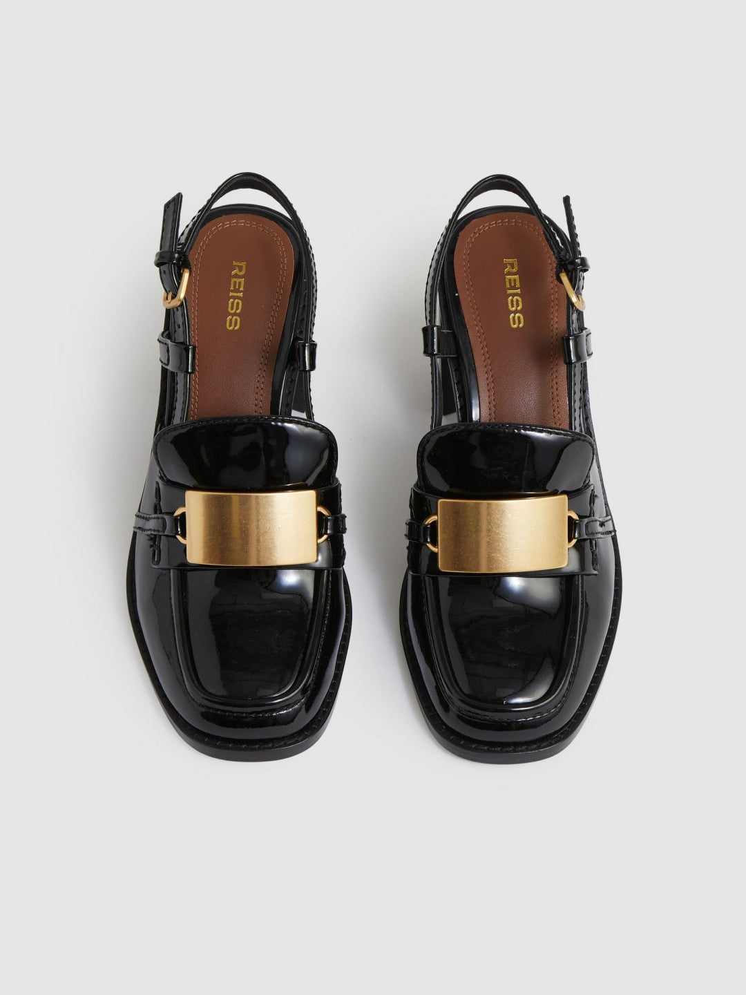 Patent Leather Slingback Heeled Loafers Black | Womens