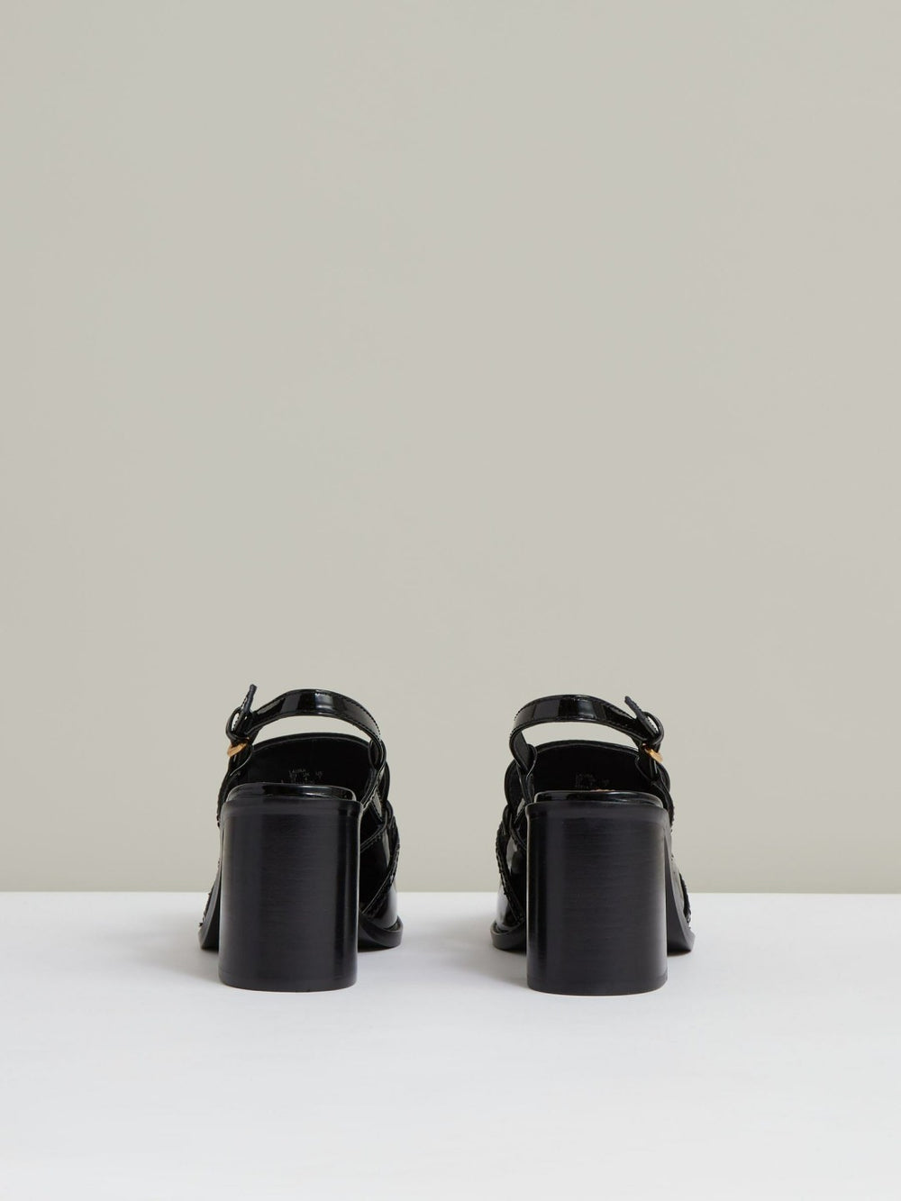 Patent Leather Slingback Heeled Loafers Black | Womens