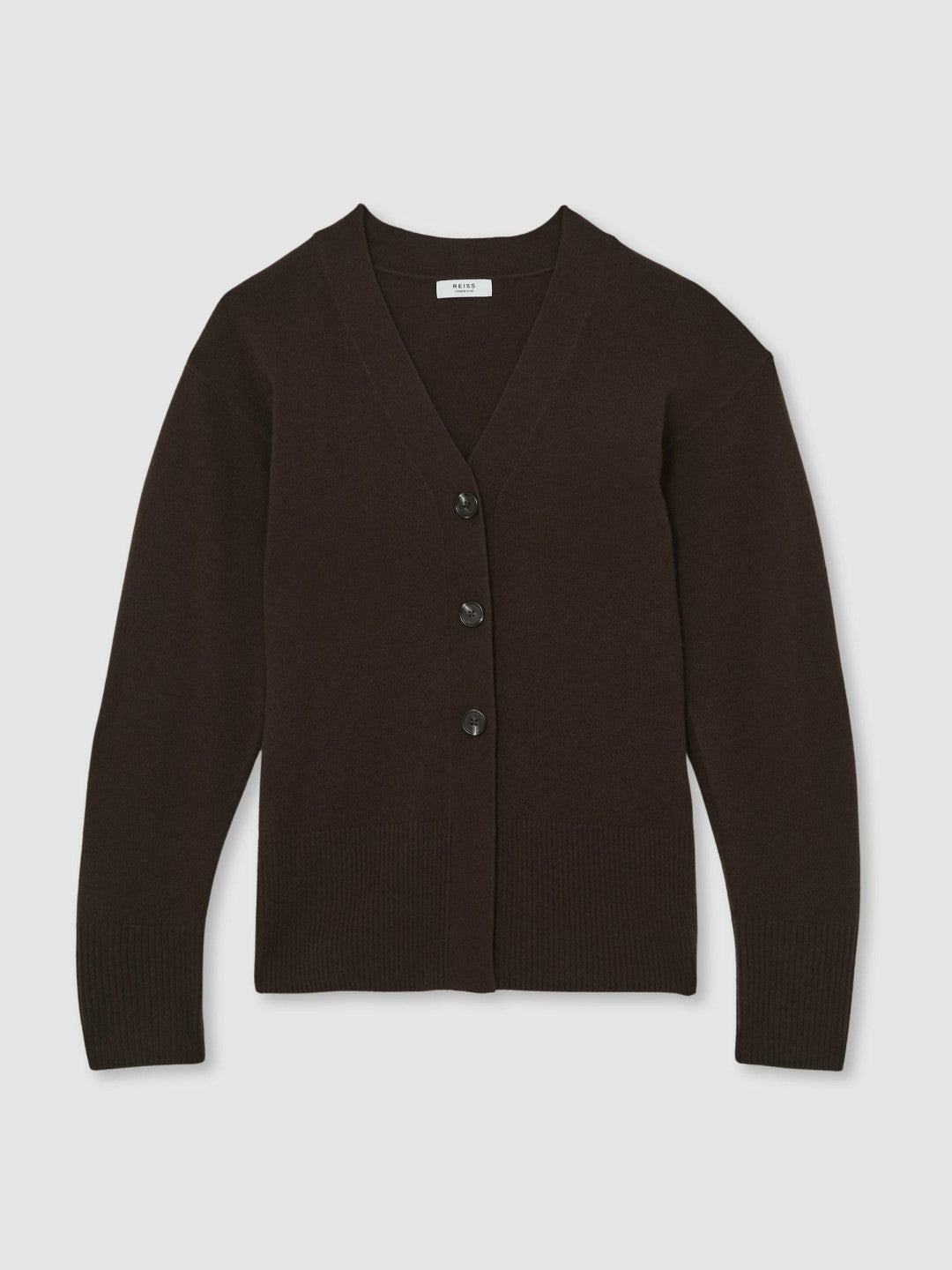 Wool-Blend Fitted Cardigan With Cashmere Chocolate | Womens