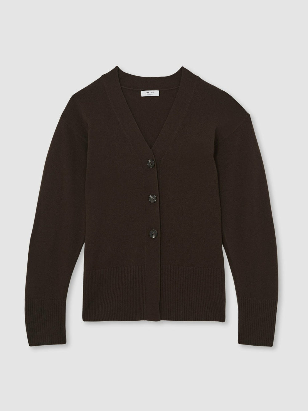 Wool-Blend Fitted Cardigan With Cashmere Chocolate | Womens