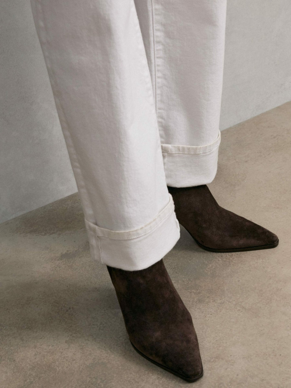 Suede Block-Heel Ankle Boots Chocolate | Womens