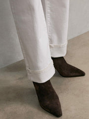 Suede Block-Heel Ankle Boots Chocolate | Womens