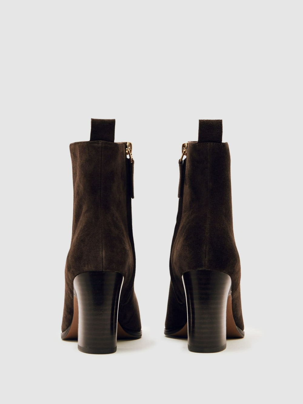 Suede Block-Heel Ankle Boots Chocolate | Womens
