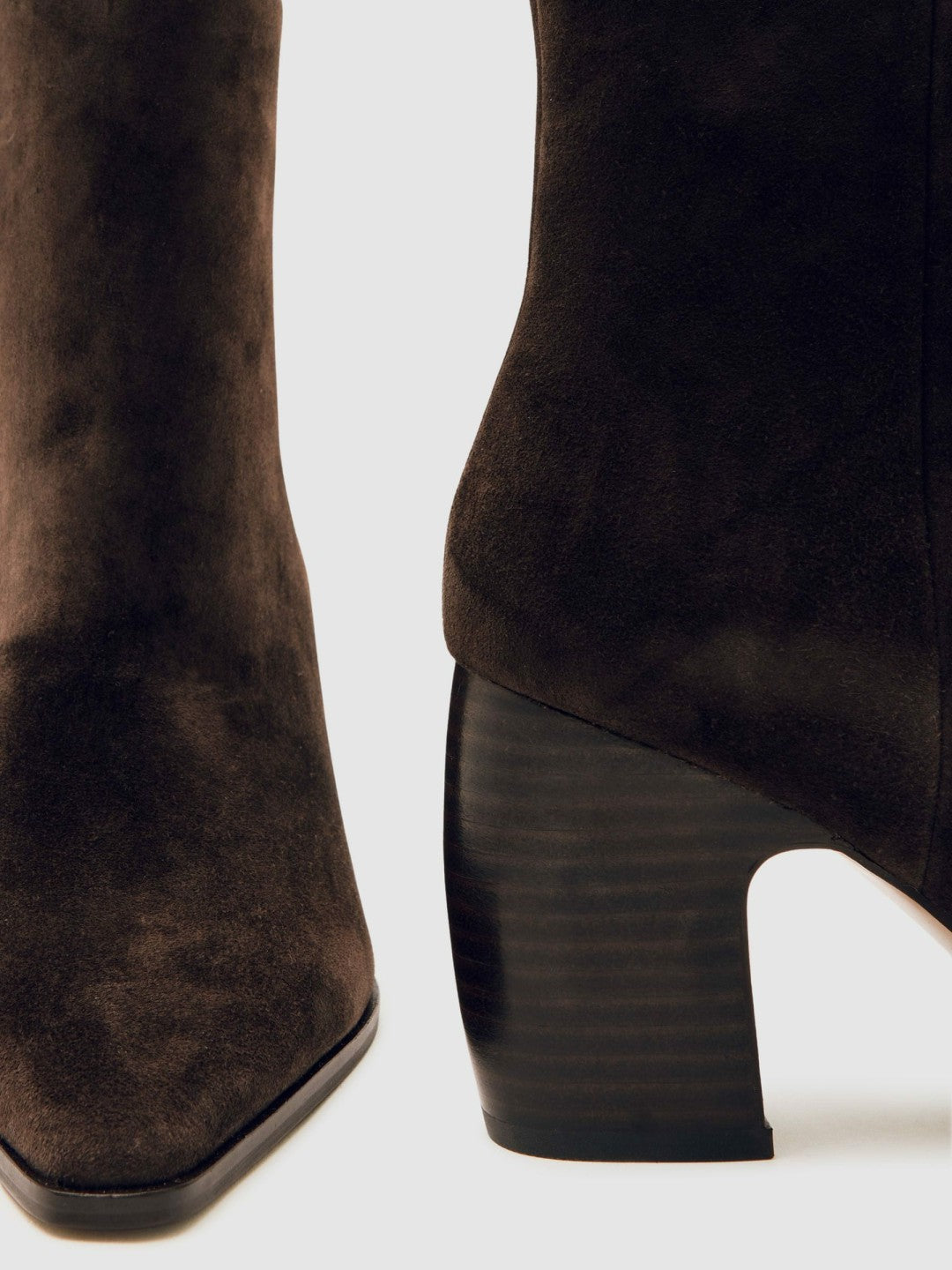 Suede Block-Heel Ankle Boots Chocolate | Womens