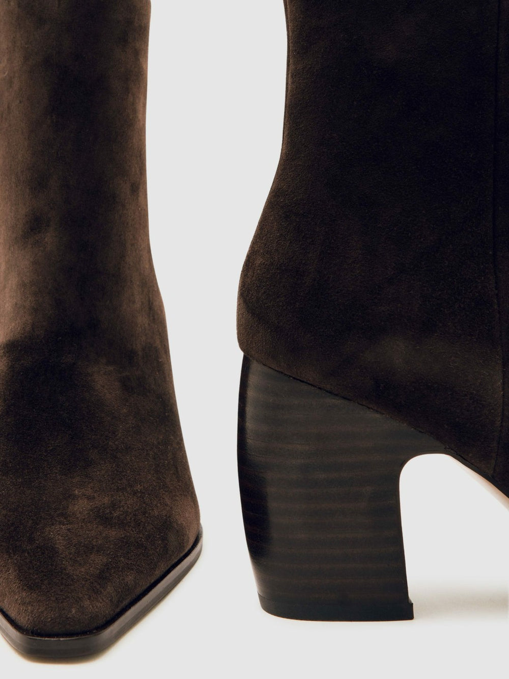 Suede Block-Heel Ankle Boots Chocolate | Womens