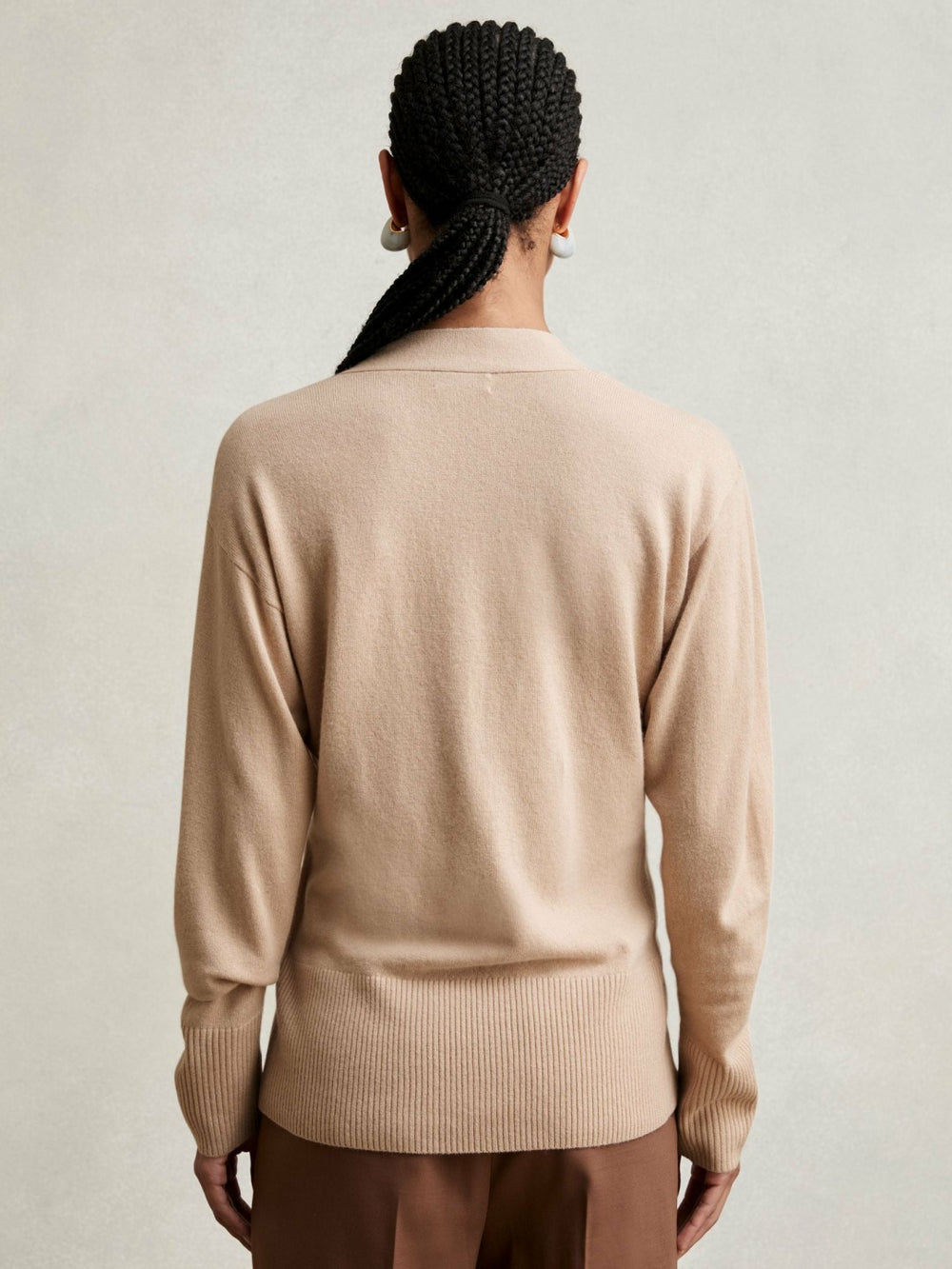 Wool-Blend Fitted Cardigan With Cashmere Neutral | Womens
