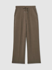 Modal-Blend Interlock Wide-Leg Joggers Khaki Green | Womens