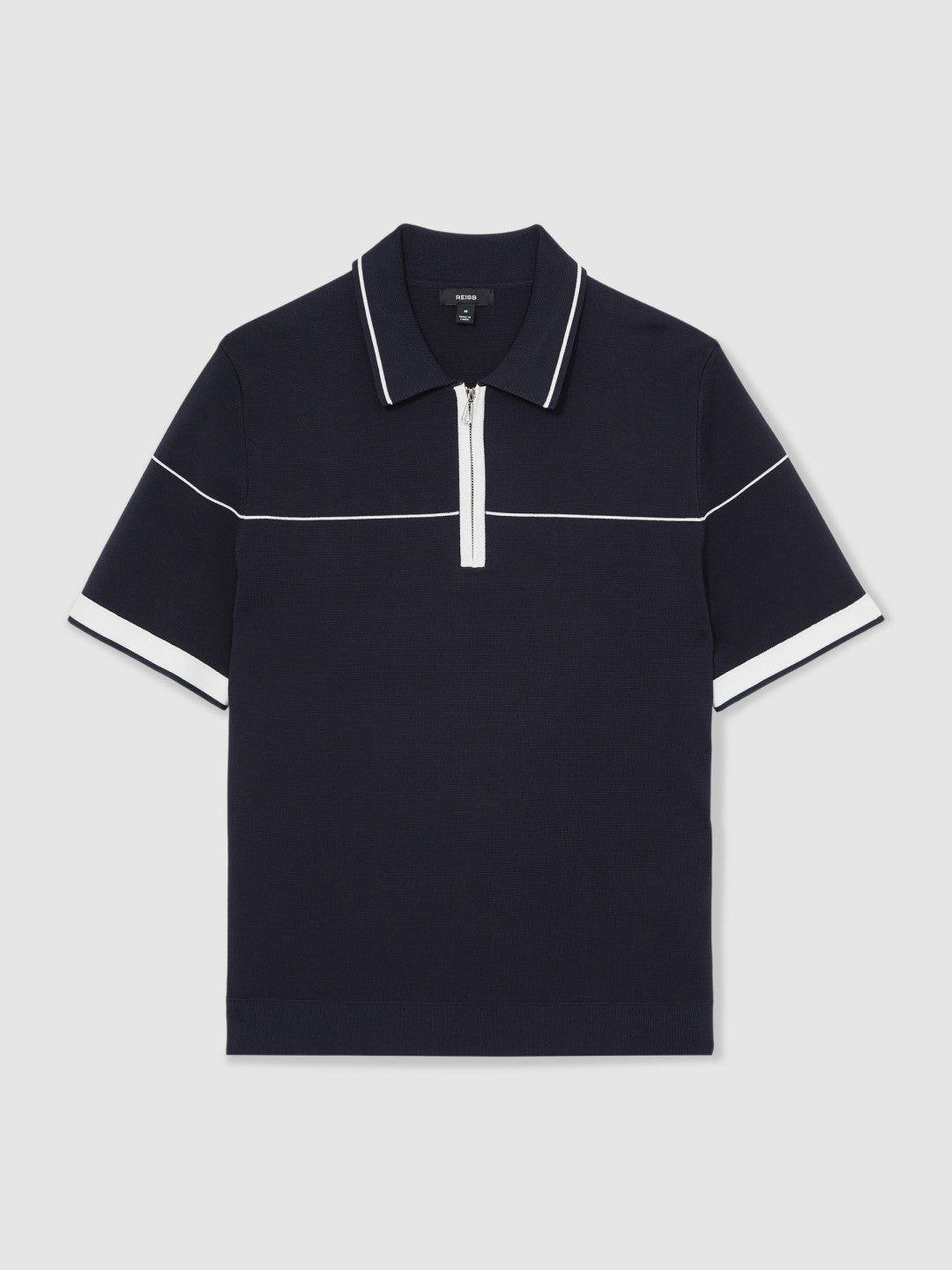 Half Zip Tipped Polo Shirt Navy/White | Mens