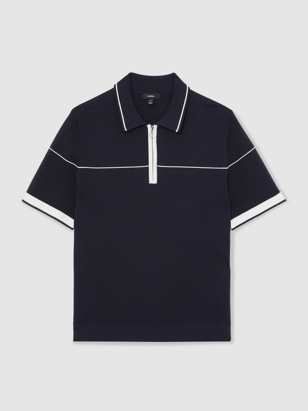 Half Zip Tipped Polo Shirt Navy/White | Mens