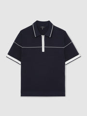 Half Zip Tipped Polo Shirt Navy/White | Mens