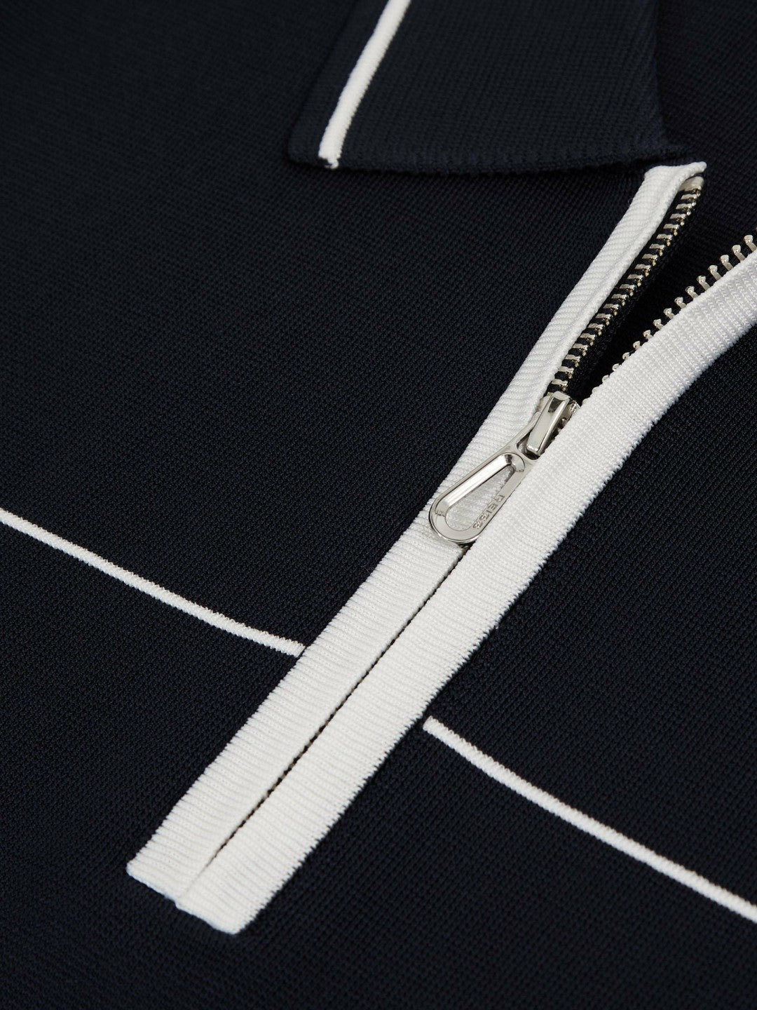 Half Zip Tipped Polo Shirt Navy/White | Mens