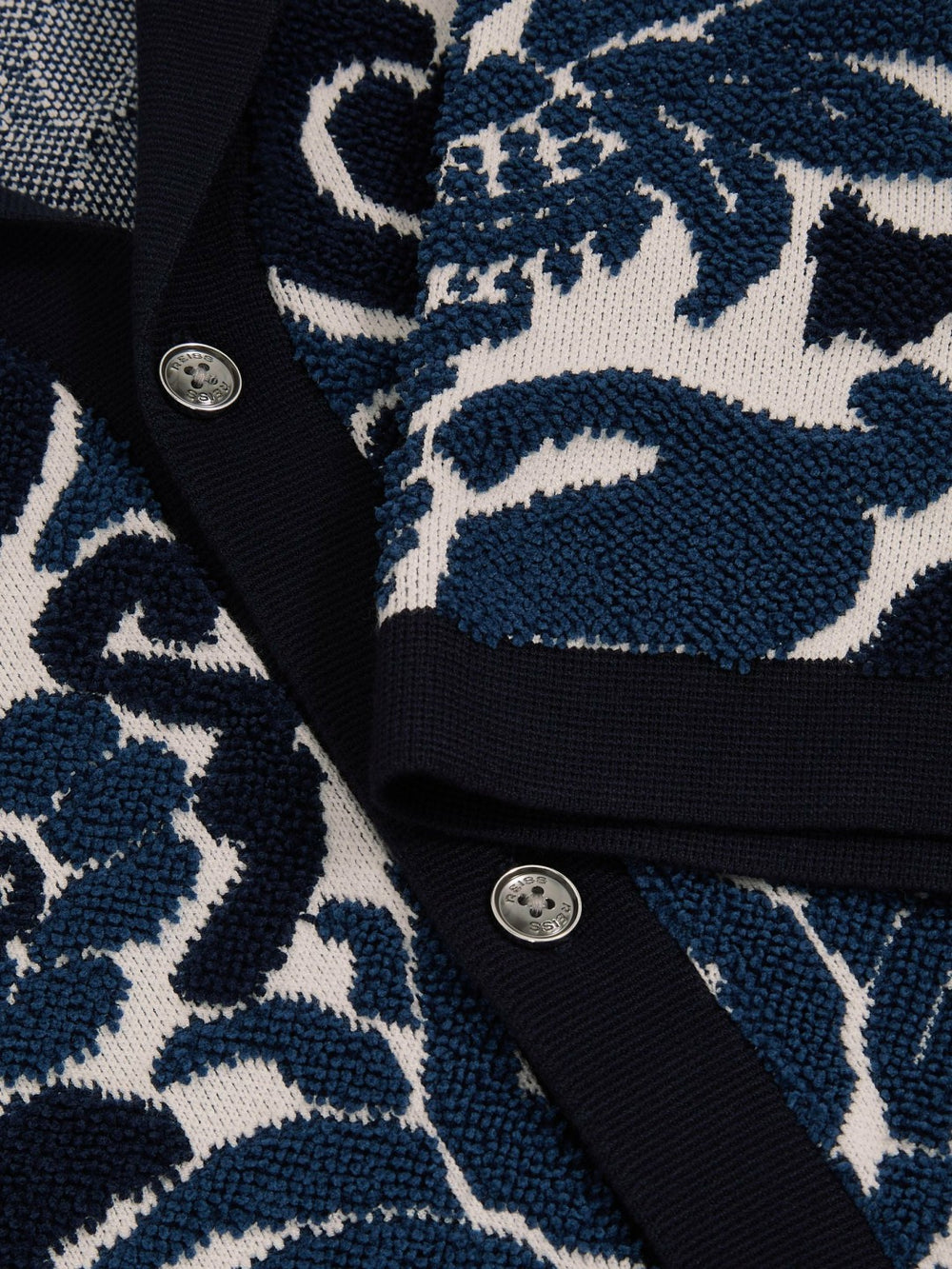 Paisley Jacquard Knit Shirt Navy Blue/White | Mens