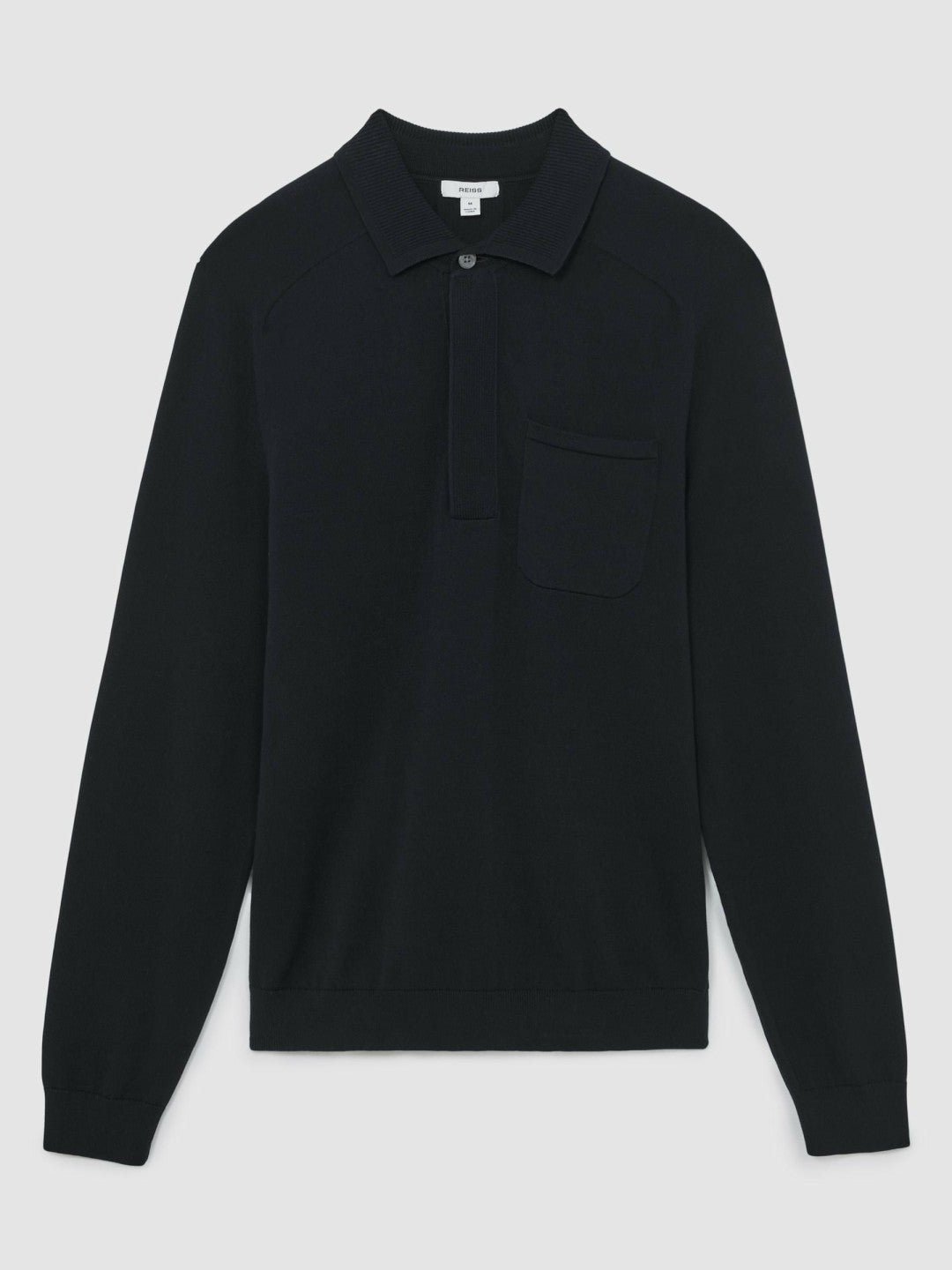 Cotton Concealed Placket Polo Shirt Navy | Mens