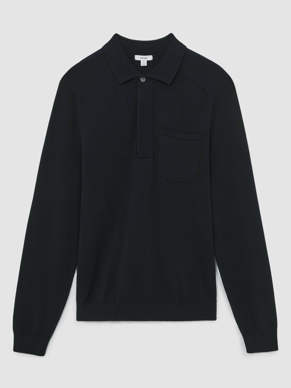 Cotton Concealed Placket Polo Shirt Navy | Mens