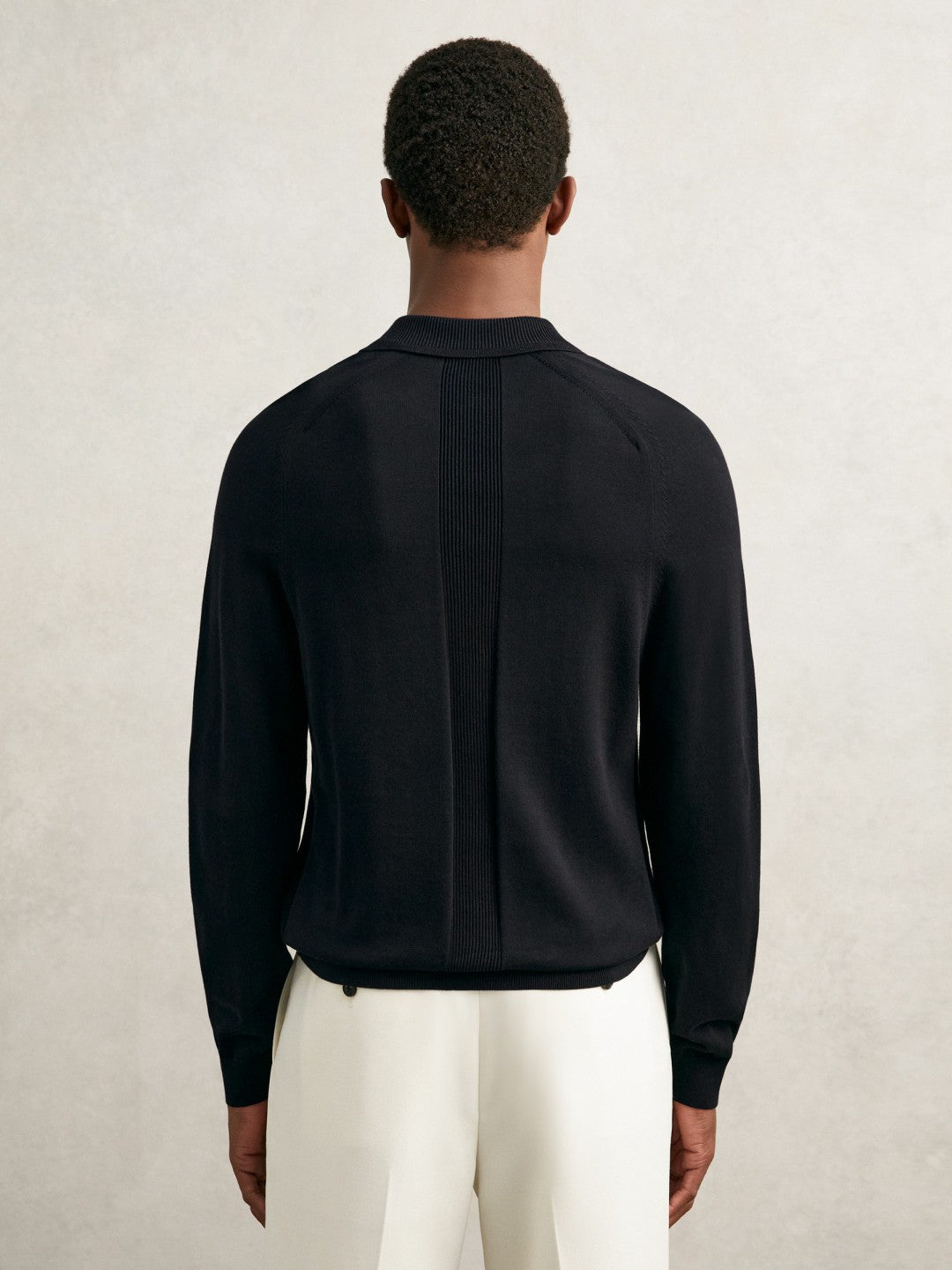Cotton Concealed Placket Polo Shirt Navy | Mens