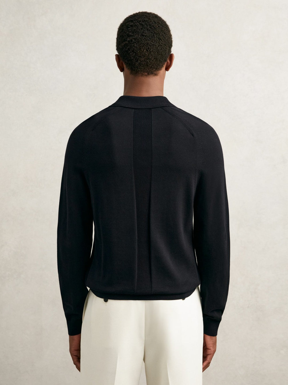 Cotton Concealed Placket Polo Shirt Navy | Mens