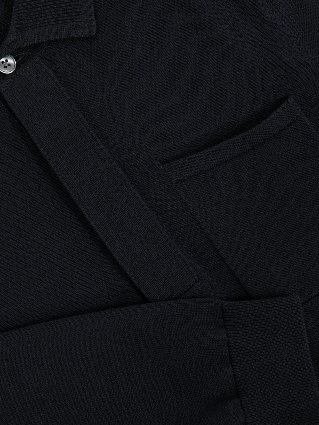 Cotton Concealed Placket Polo Shirt Navy | Mens