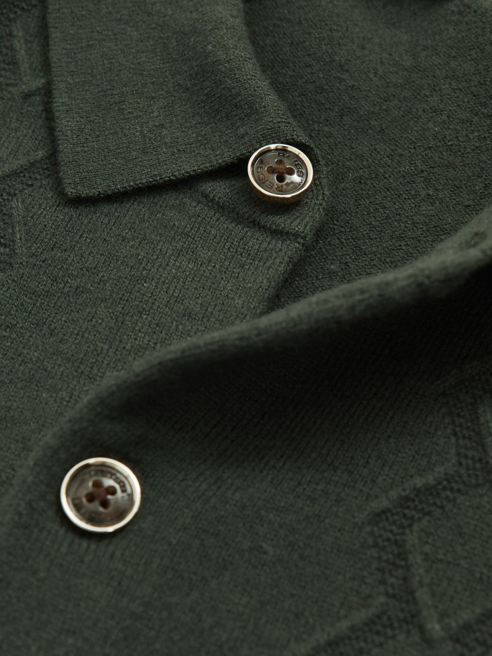 Wool V-Stitch Button-Through Cardigan Forest Green | Mens