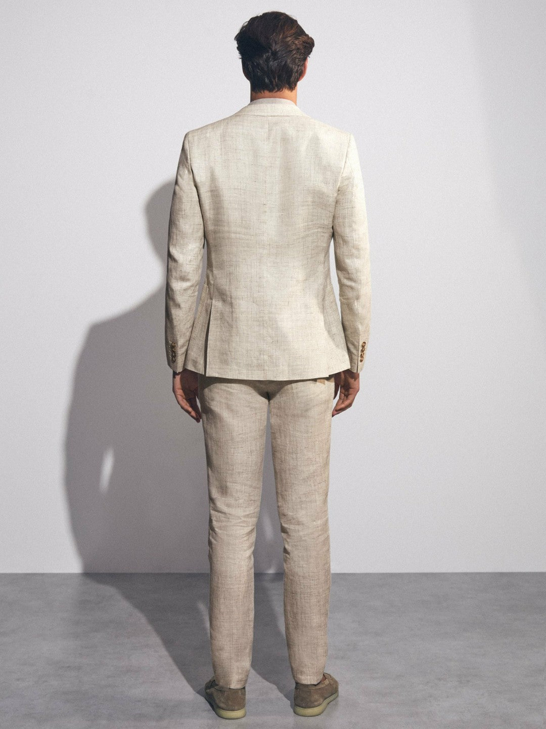 Linen-Cotton Slim-Fit Suit Trousers Stone | Mens
