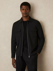Technical Zip-Through Overshirt Black | Mens