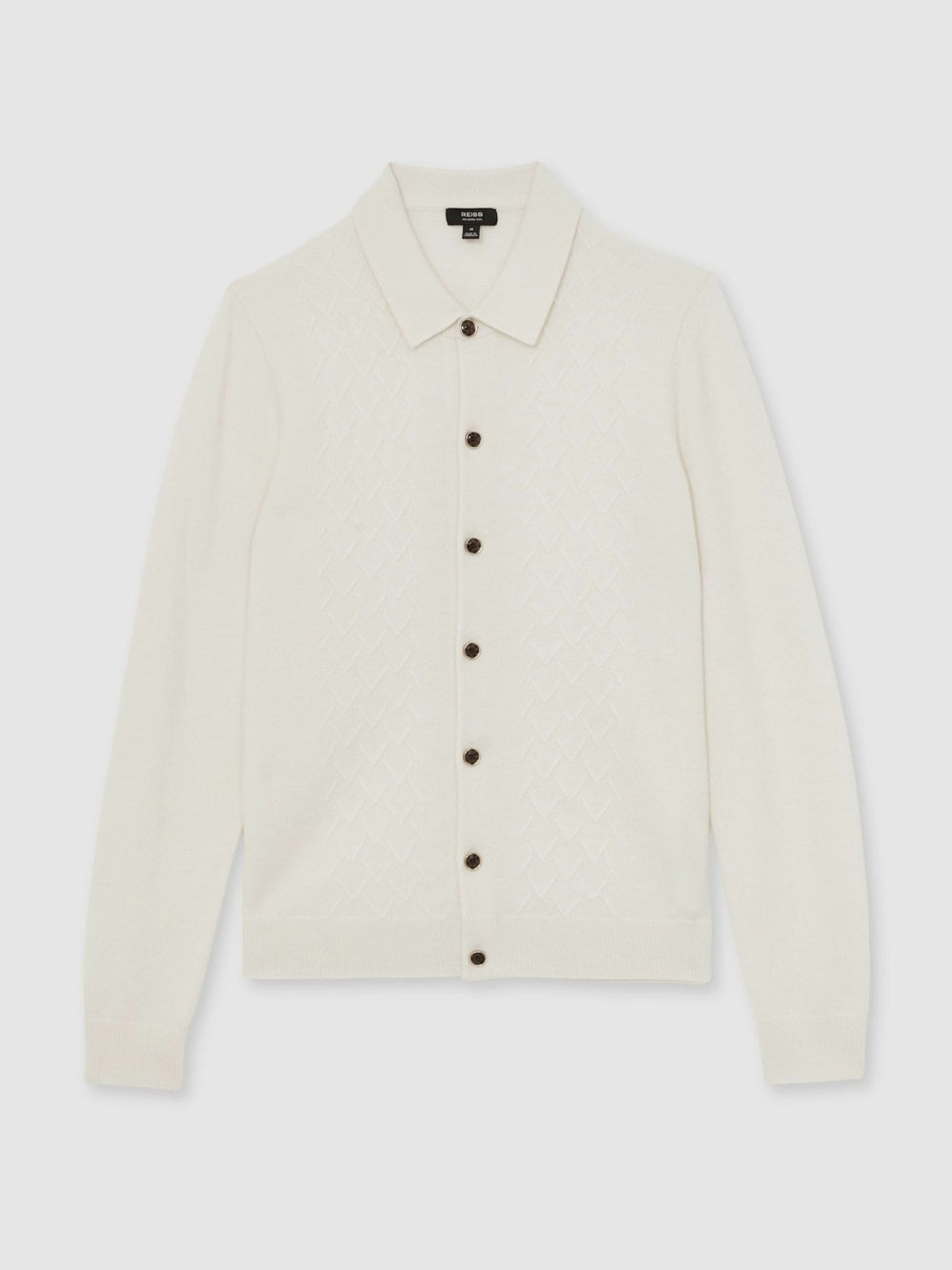 Wool V-Stitch Button-Through Cardigan Off White | Mens