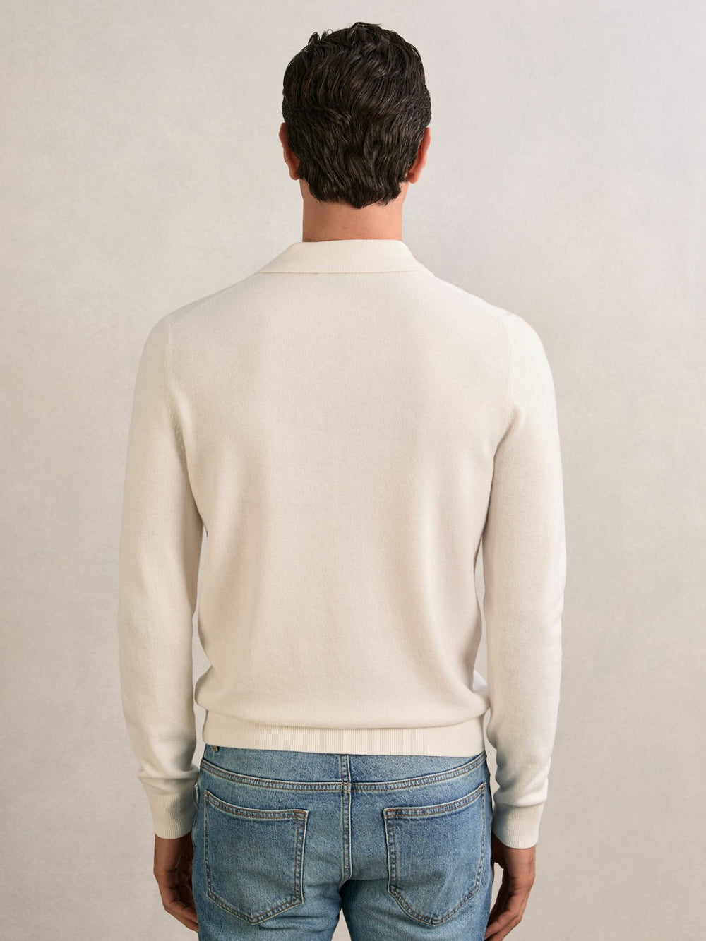 Wool V-Stitch Button-Through Cardigan Off White | Mens