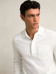 Cotton Concealed Placket Polo Shirt White | Mens