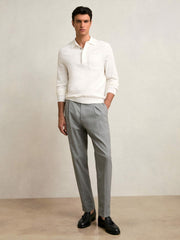 Cotton Concealed Placket Polo Shirt White | Mens