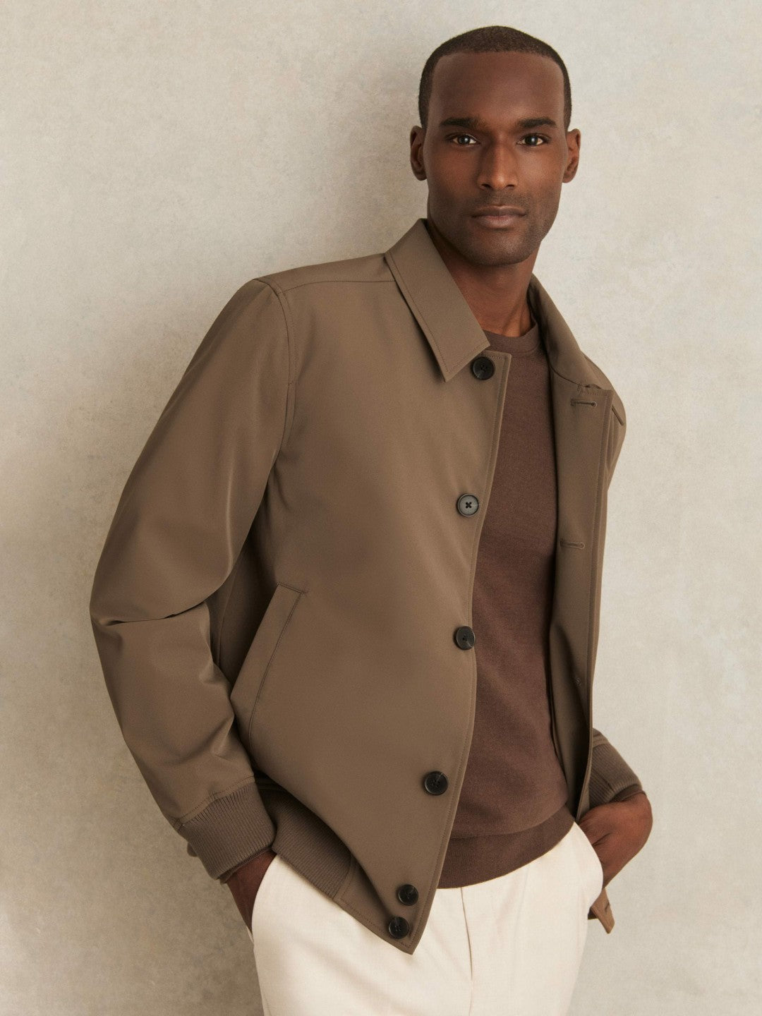 Technical Button Through Jacket Chestnut Brown | Mens