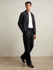 Lyocell-Cotton Zip-Through Twill Jacket Navy | Mens