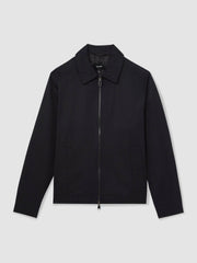 Lyocell-Cotton Zip-Through Twill Jacket Navy | Mens