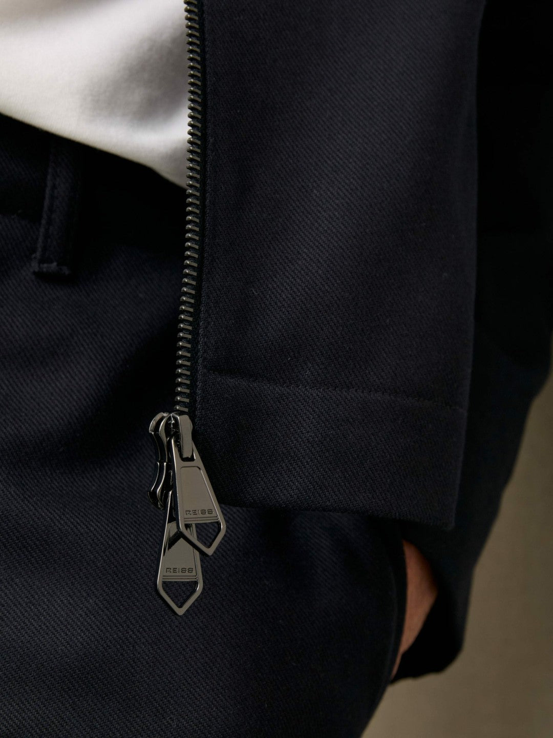 Lyocell-Cotton Zip-Through Twill Jacket Navy | Mens