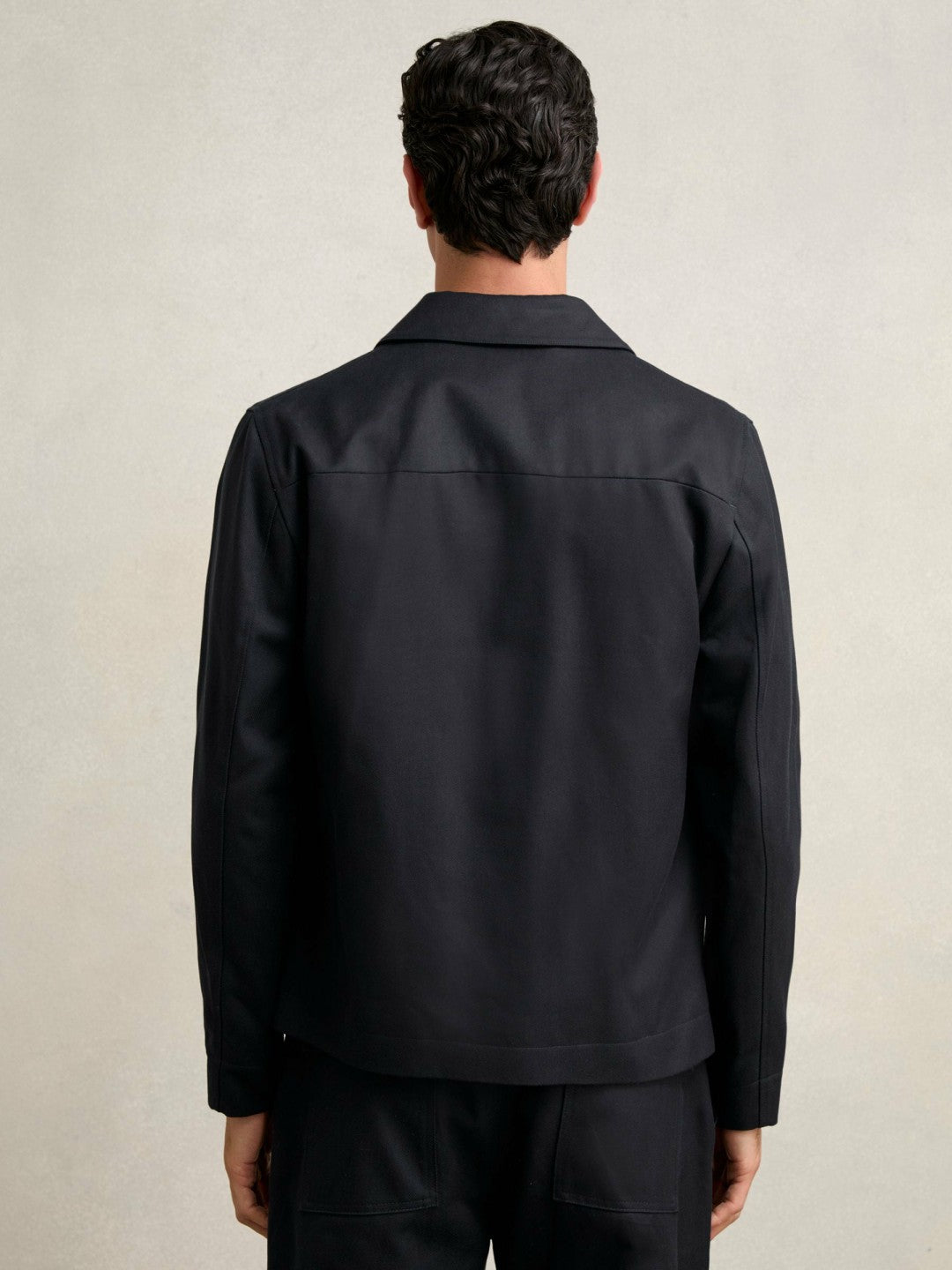 Lyocell-Cotton Zip-Through Twill Jacket Navy | Mens