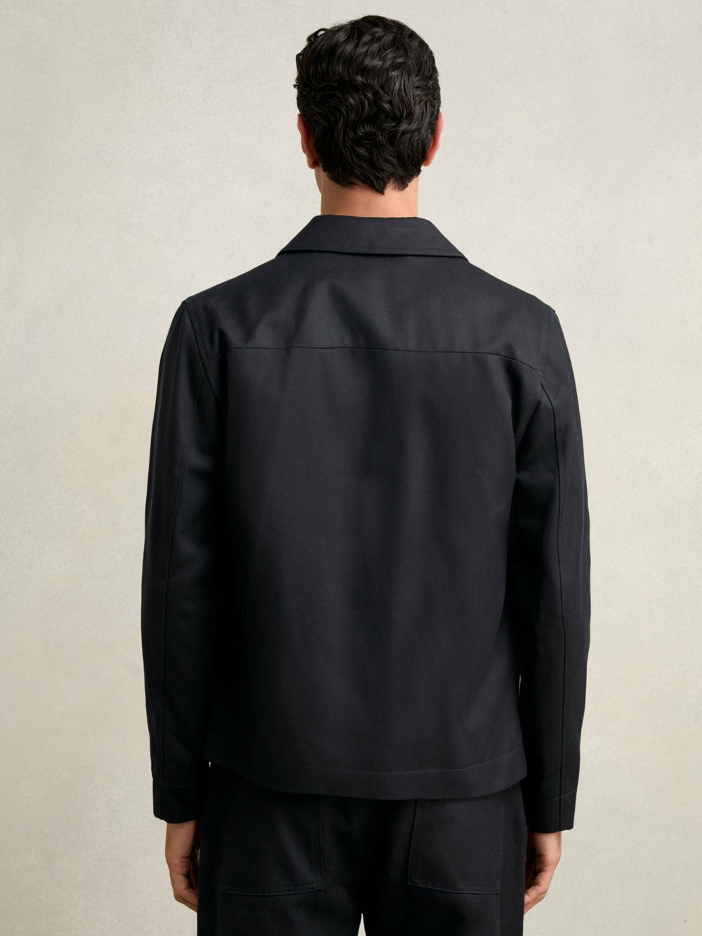 Lyocell-Cotton Zip-Through Twill Jacket Navy | Mens