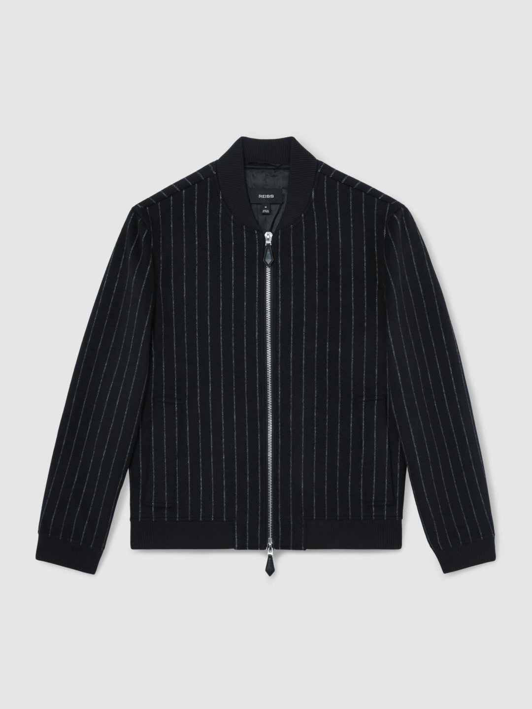 Wool-Blend Chalk-Stripe Bomber Jacket Navy | Mens
