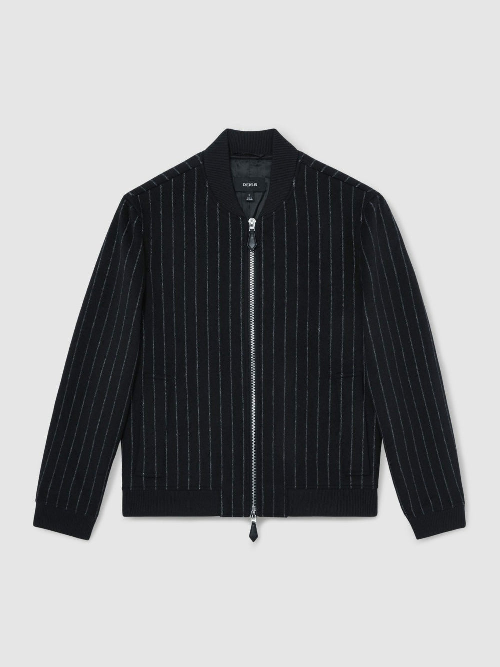Wool-Blend Chalk-Stripe Bomber Jacket Navy | Mens