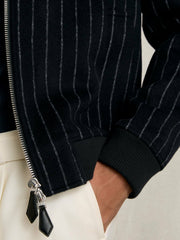 Wool-Blend Chalk-Stripe Bomber Jacket Navy | Mens