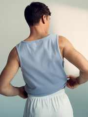 | Tom Daley Cotton Lover Vest with Stretch Soft Blue | Mens