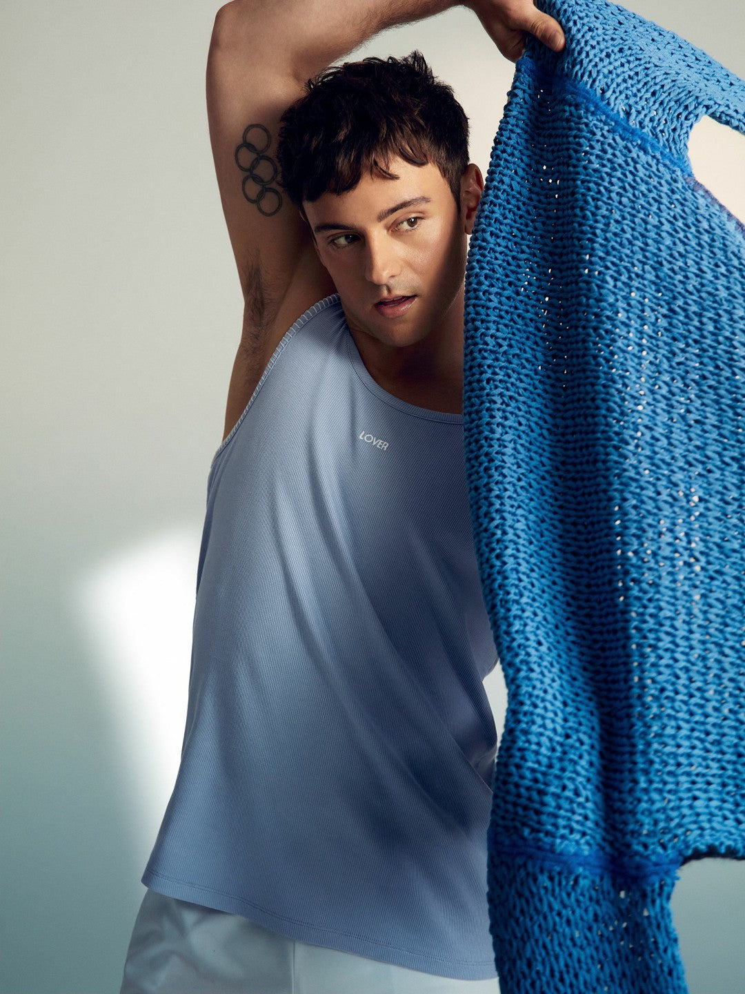 | Tom Daley Cotton Lover Vest with Stretch Soft Blue | Mens