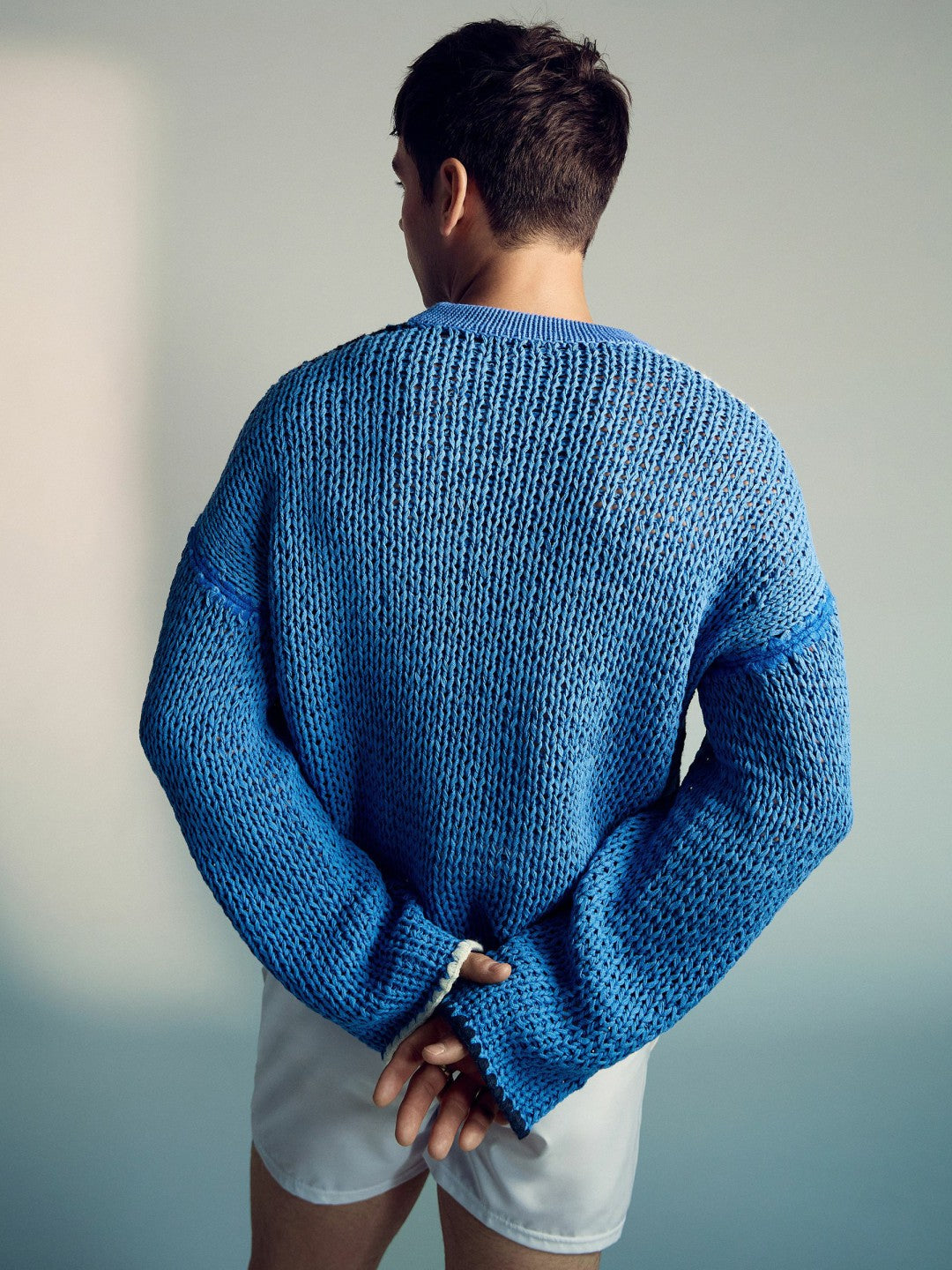 | Tom Daley Chunky Knit Jumper Soft Blue | Mens
