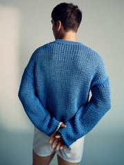 | Tom Daley Chunky Knit Jumper Soft Blue | Mens