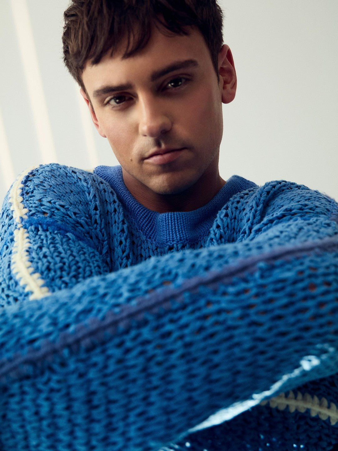 | Tom Daley Chunky Knit Jumper Soft Blue | Mens