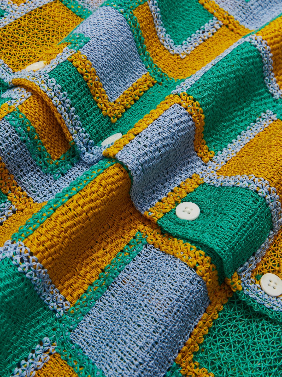 | Tom Daley Tile Crochet Shirt Yellow/Green/Blue Multi | Mens