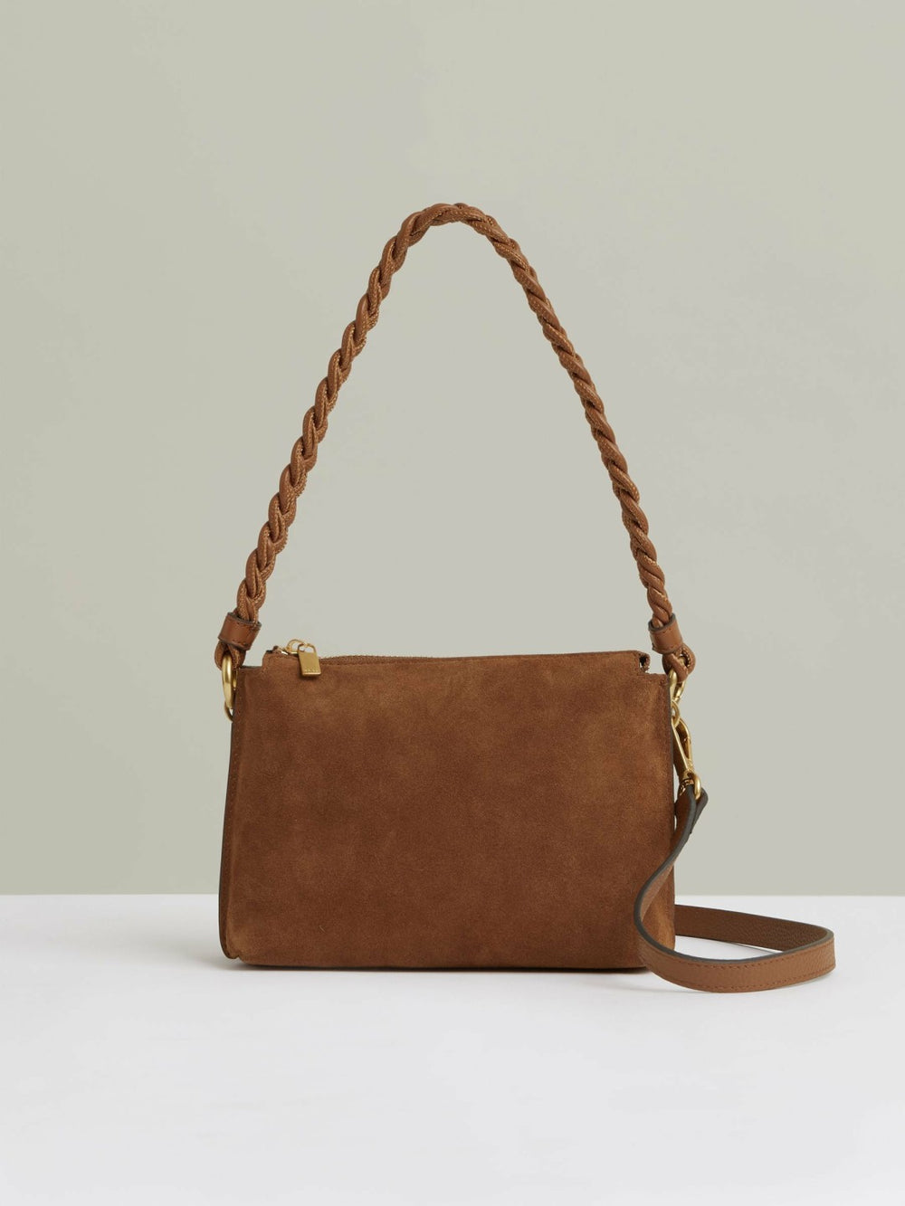 Suede Plaited-Strap Cross-Body Bag Tan | Womens