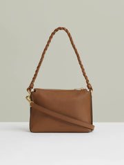 Suede Plaited-Strap Cross-Body Bag Tan | Womens