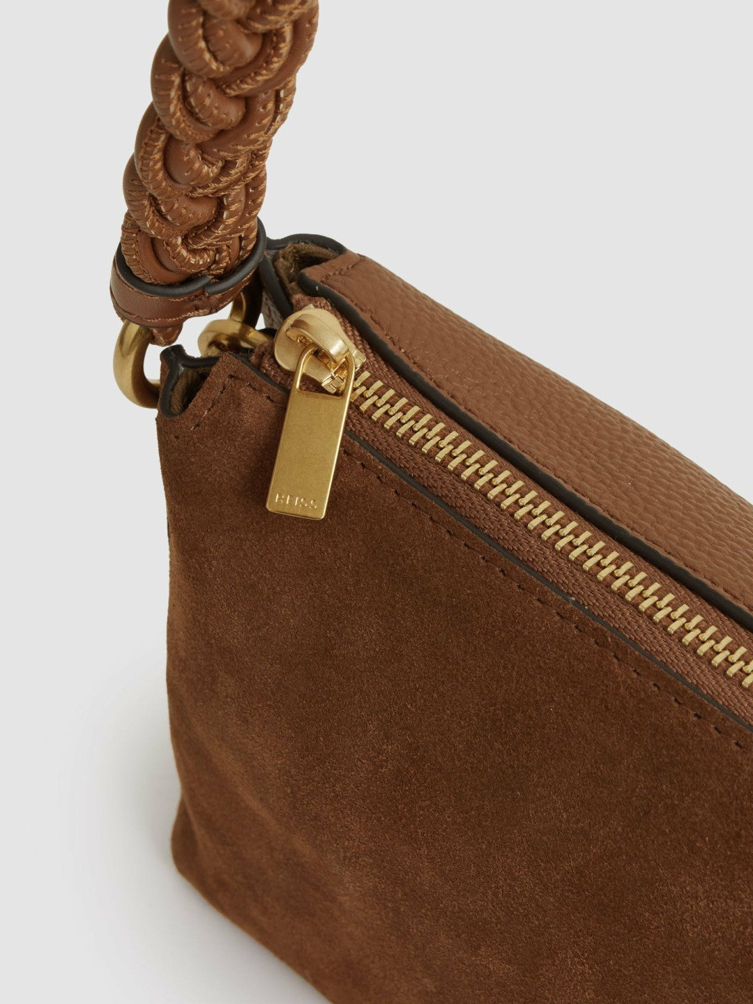 Suede Plaited-Strap Cross-Body Bag Tan | Womens