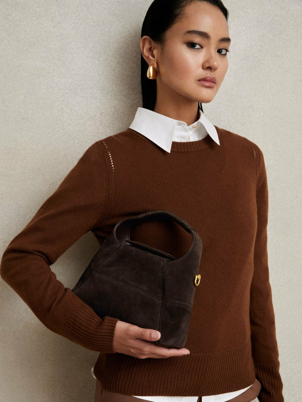 Suede Shoulder Bag Chocolate | Womens