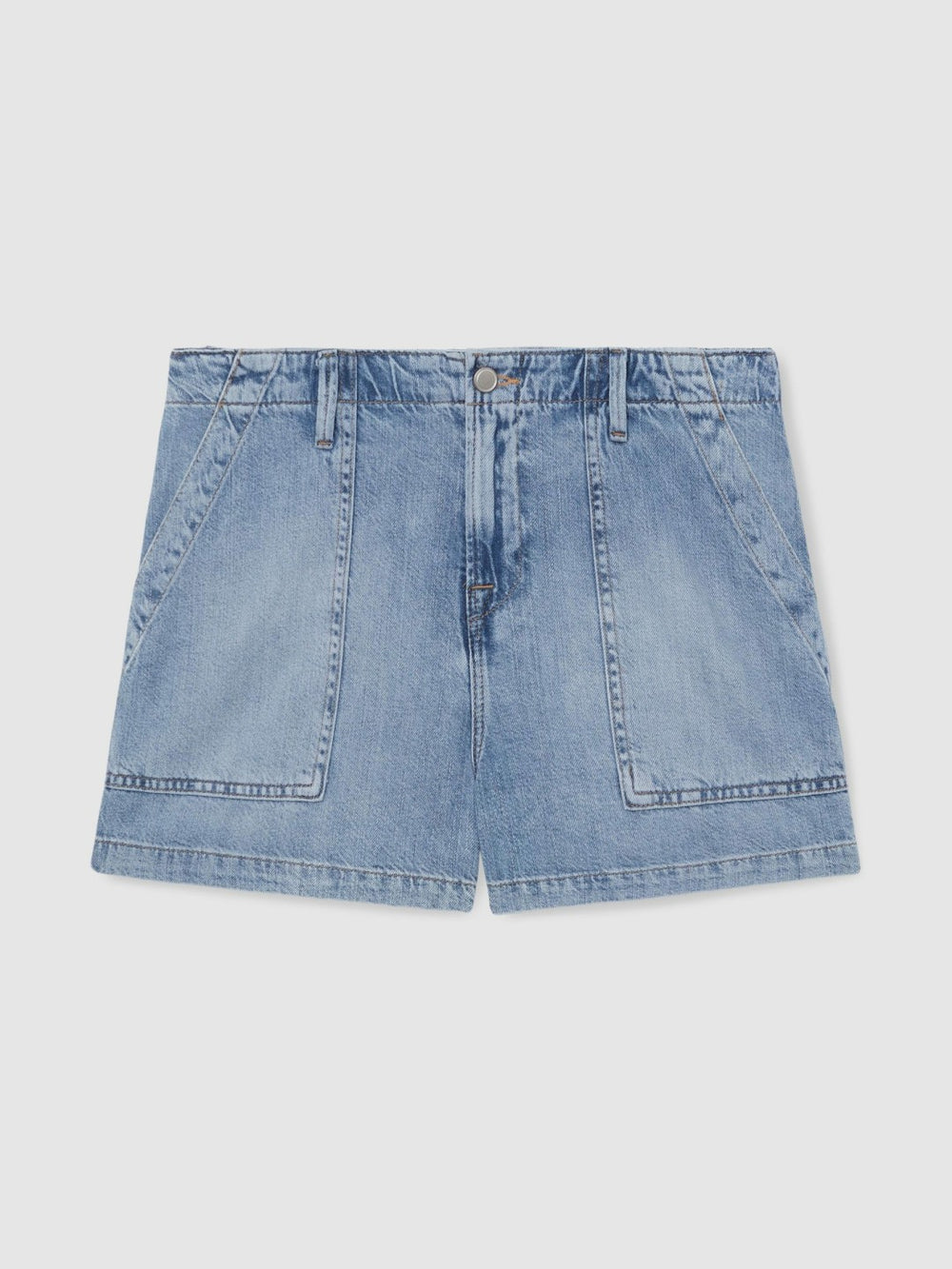 Good American Denim Shorts With Linen Indigo Blue | Womens