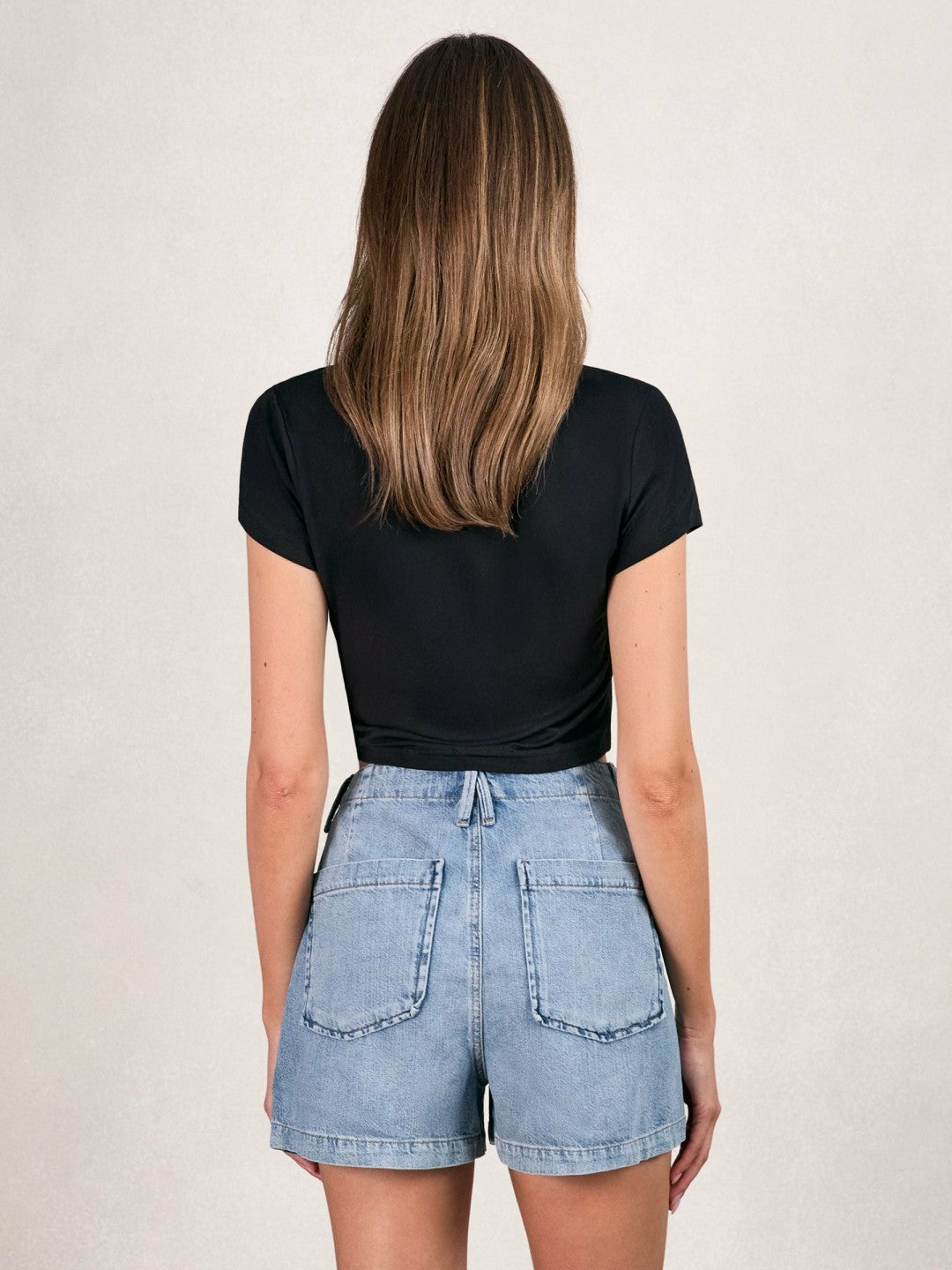 Good American Denim Shorts With Linen Indigo Blue | Womens
