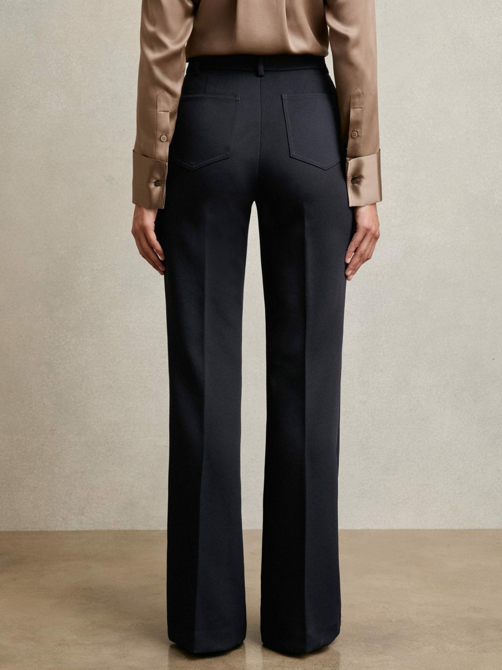 Twill Patch-Pocket Flared Trousers Navy | Womens